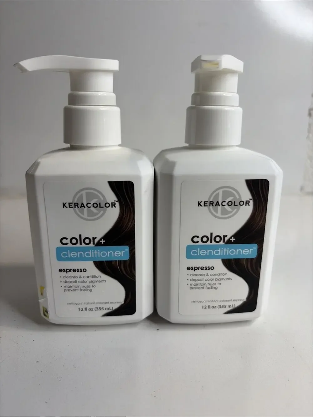 2 PACK KeraColor Color + Clenditioner - Espresso, 12 oz cleanse & Condition
